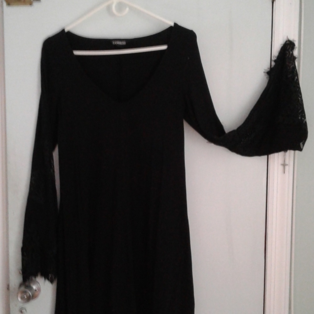 Black bell sleeve dress